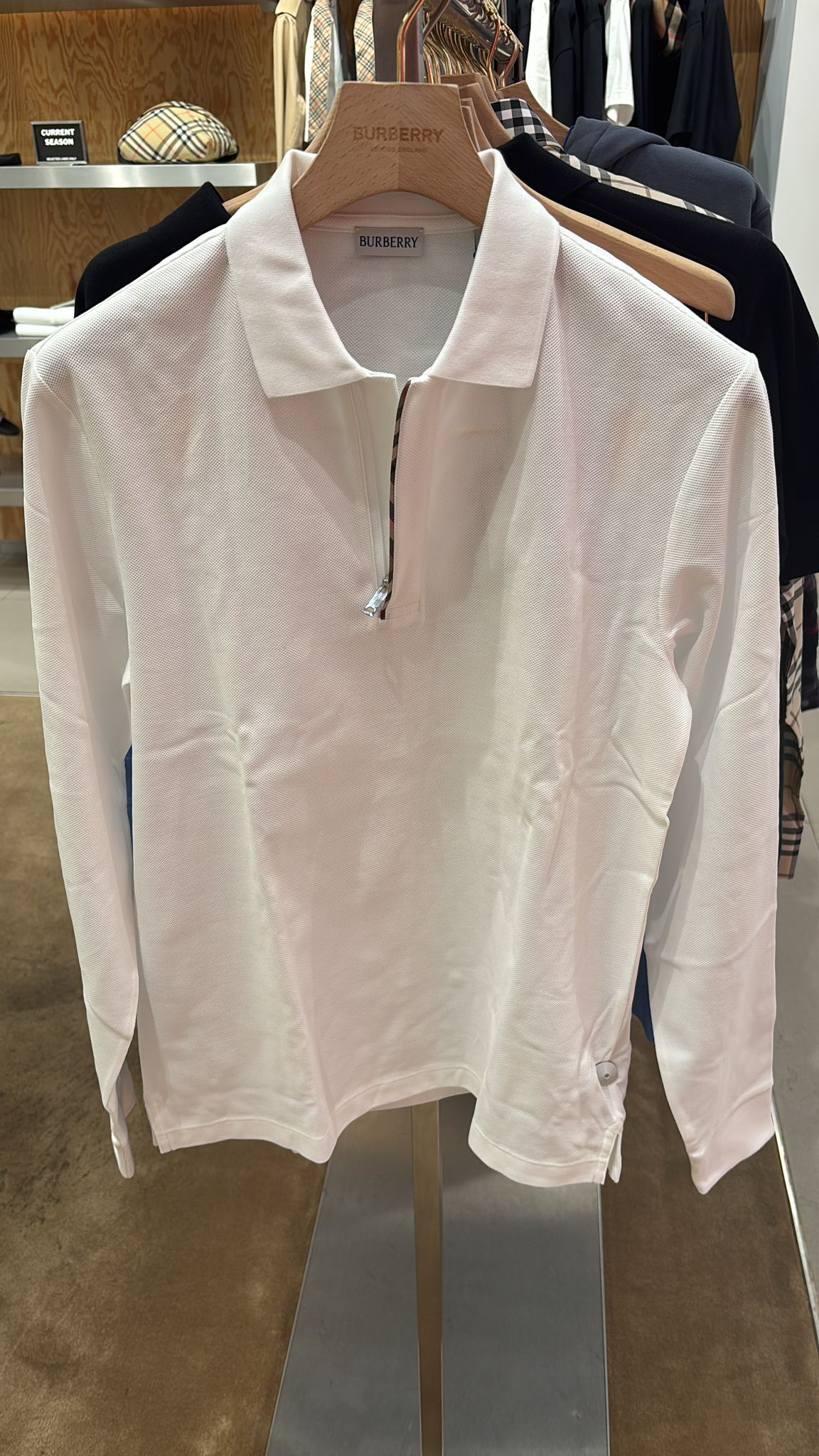 Polo Hombre Manga Larga Zipper Blanco