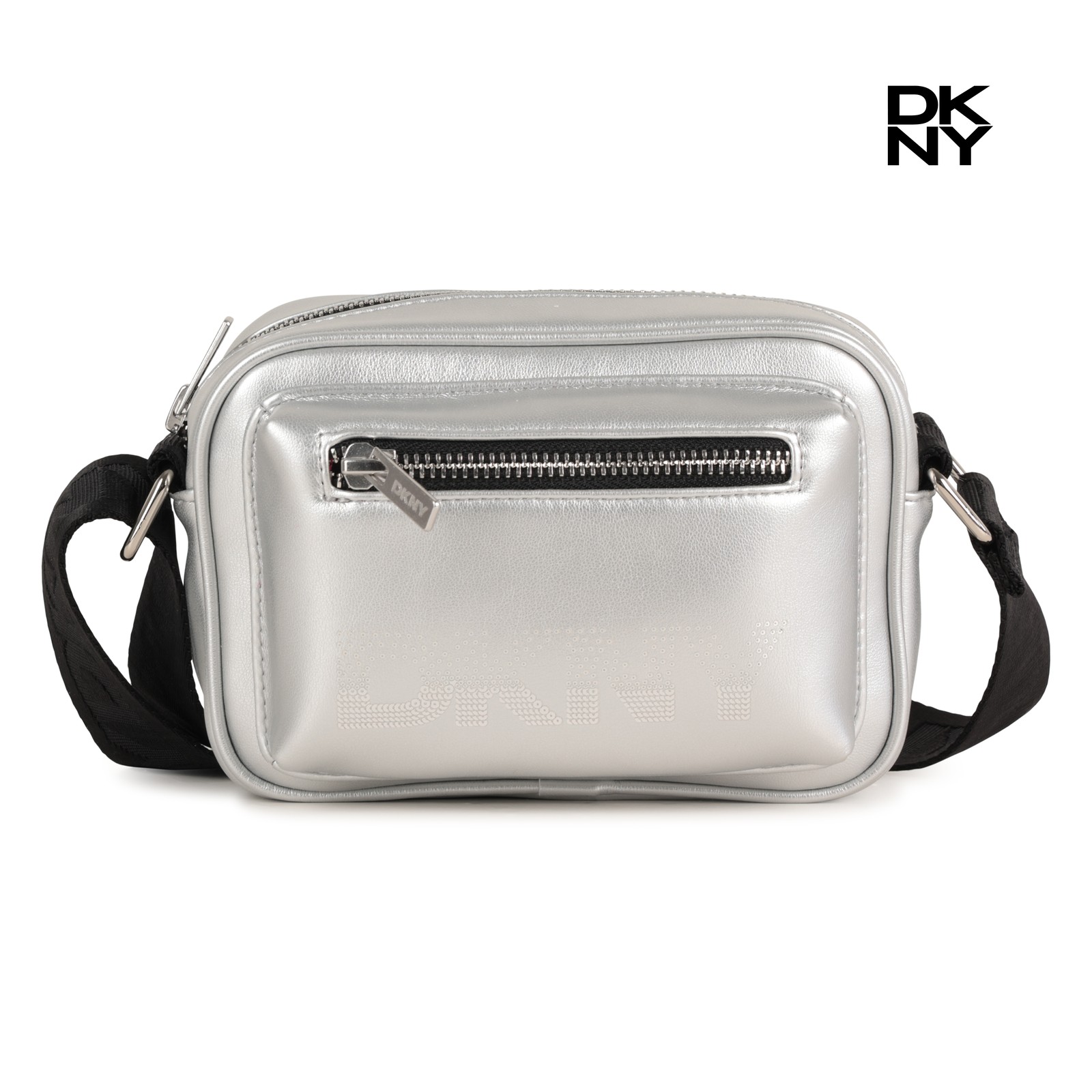Bolso de mano textil gris claro