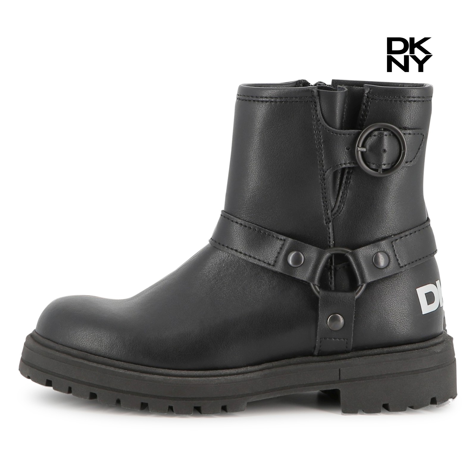 Botas biker de piel de vacuno negro