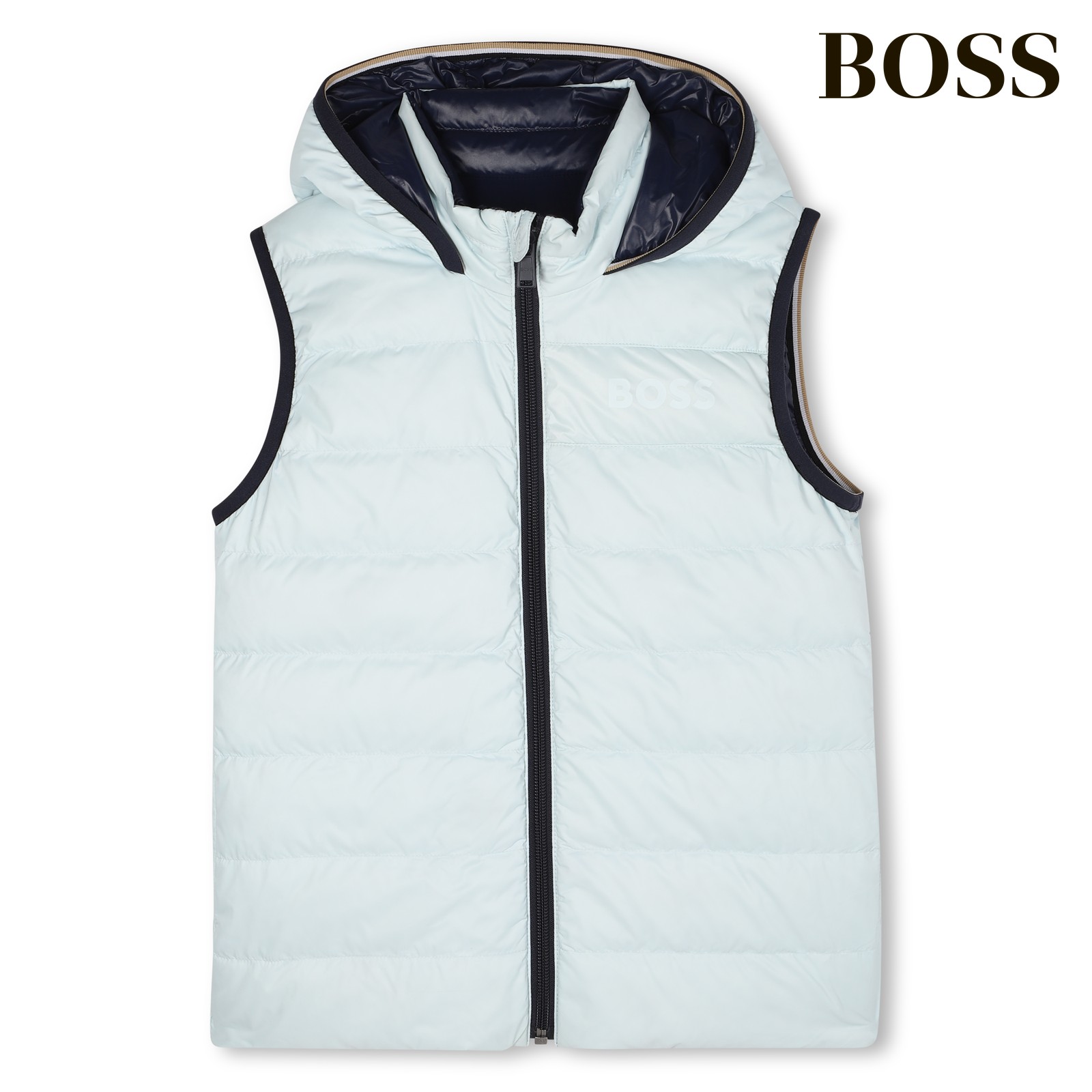 Chaqueta acolchada con capucha efecto flenn azul cielo
