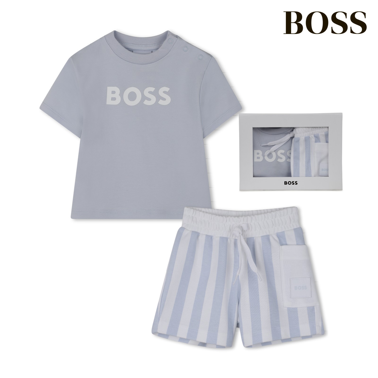 Conjunto camiseta + pantalón corto azul cielo