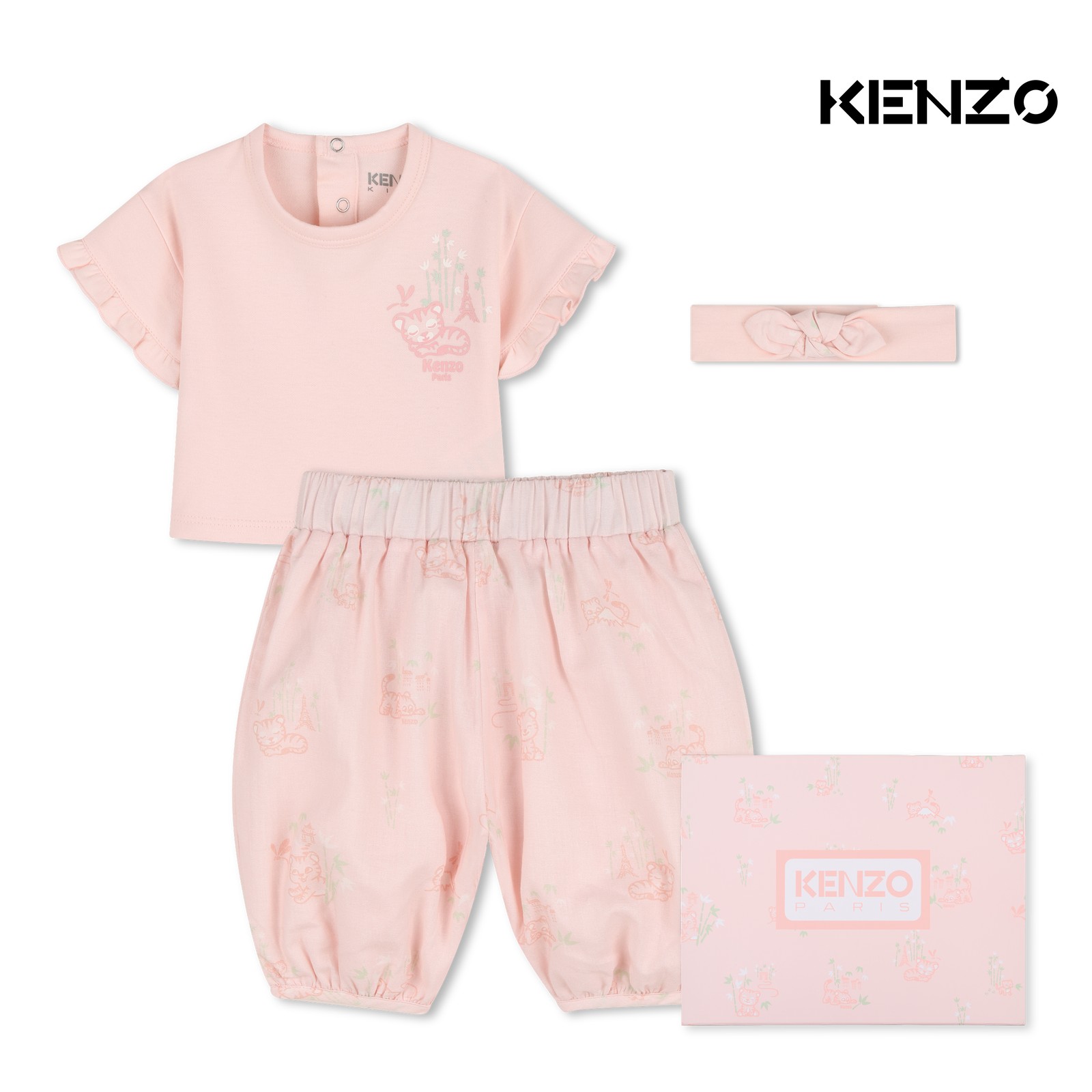 Conjunto de camiseta, pijama y diadema albaricoque