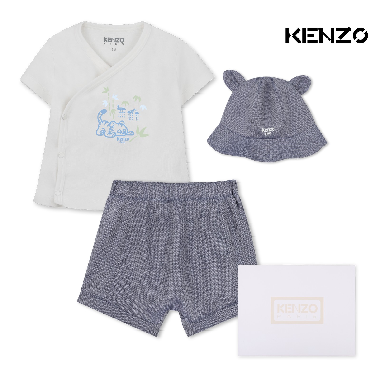 Conjunto de camiseta, sombrero de pescador y panta blanco roto