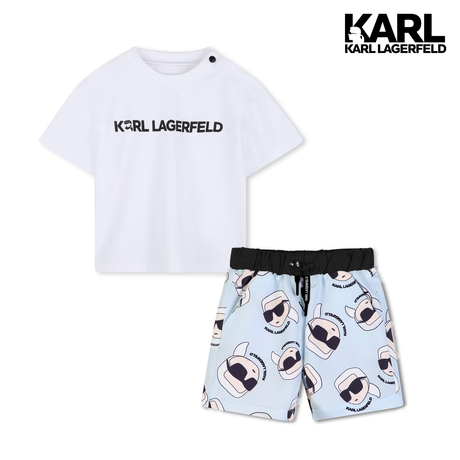 Conjunto de camiseta y bañador blanco