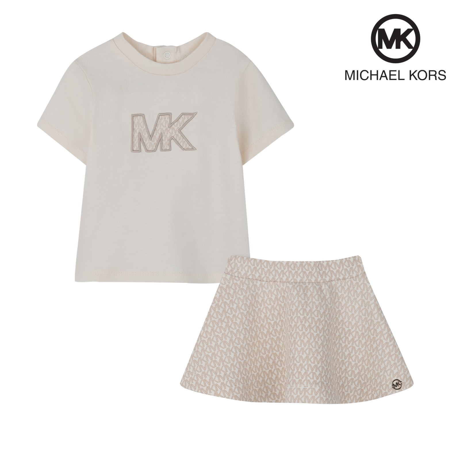 Conjunto de camiseta y falda crema