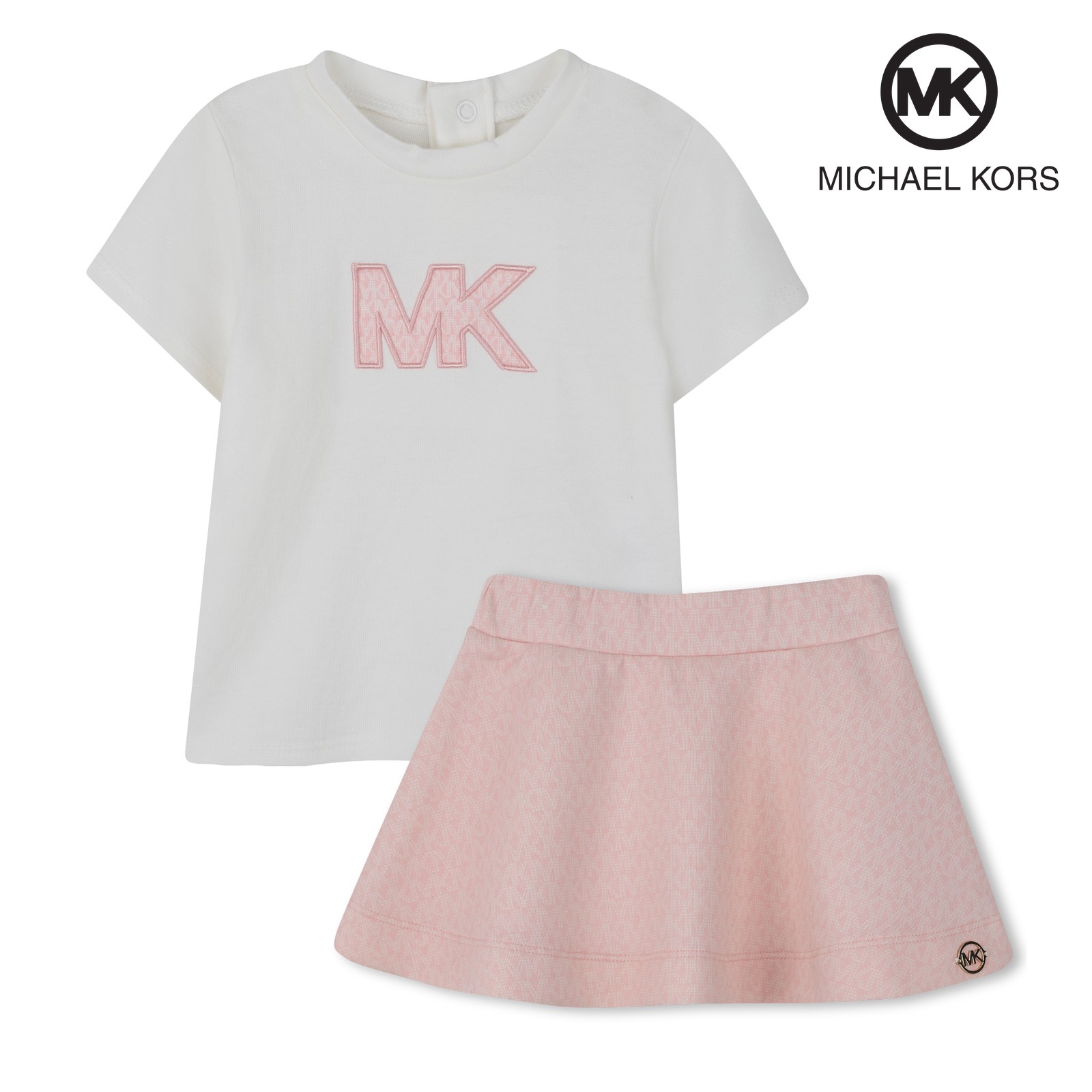 Conjunto de camiseta y falda rasa pastel