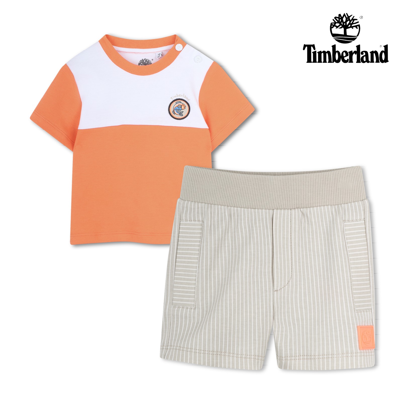 Conjunto de camiseta y pantalón corto melón brillante