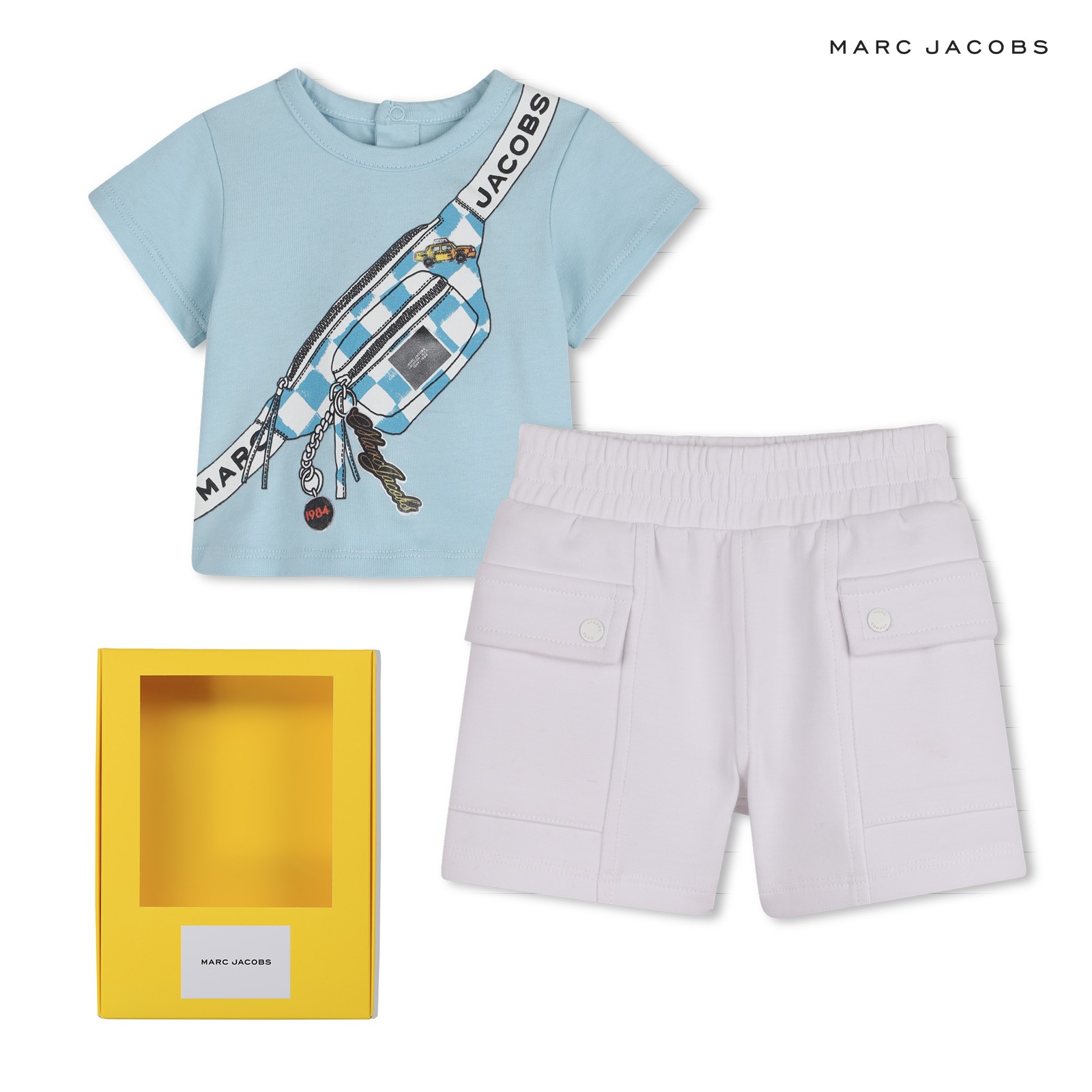 Conjunto de camiseta y pantalón corto azul cielo