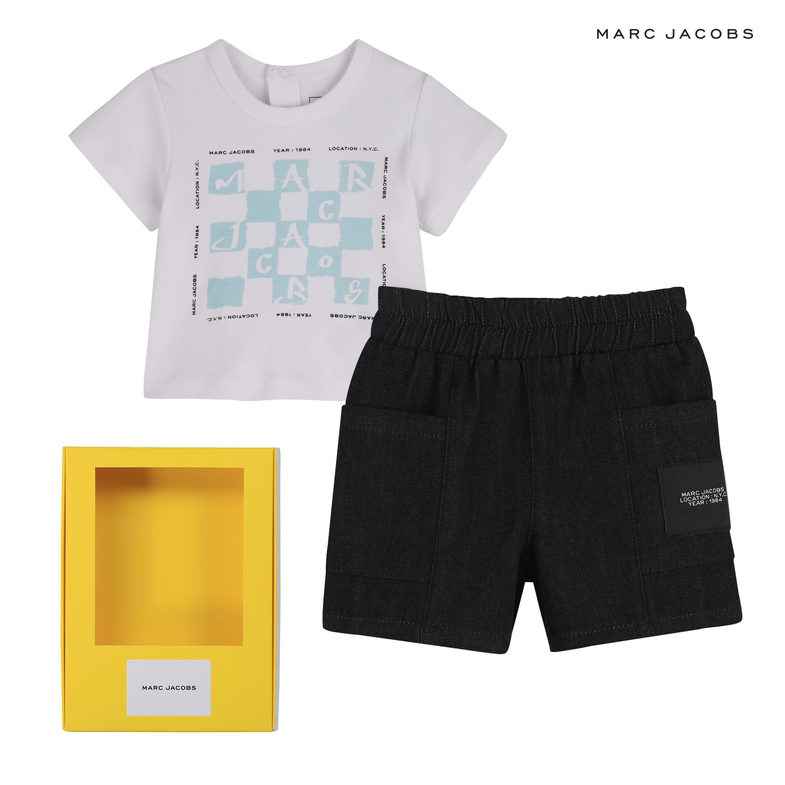 Conjunto de camiseta y pantalón corto blanco azul