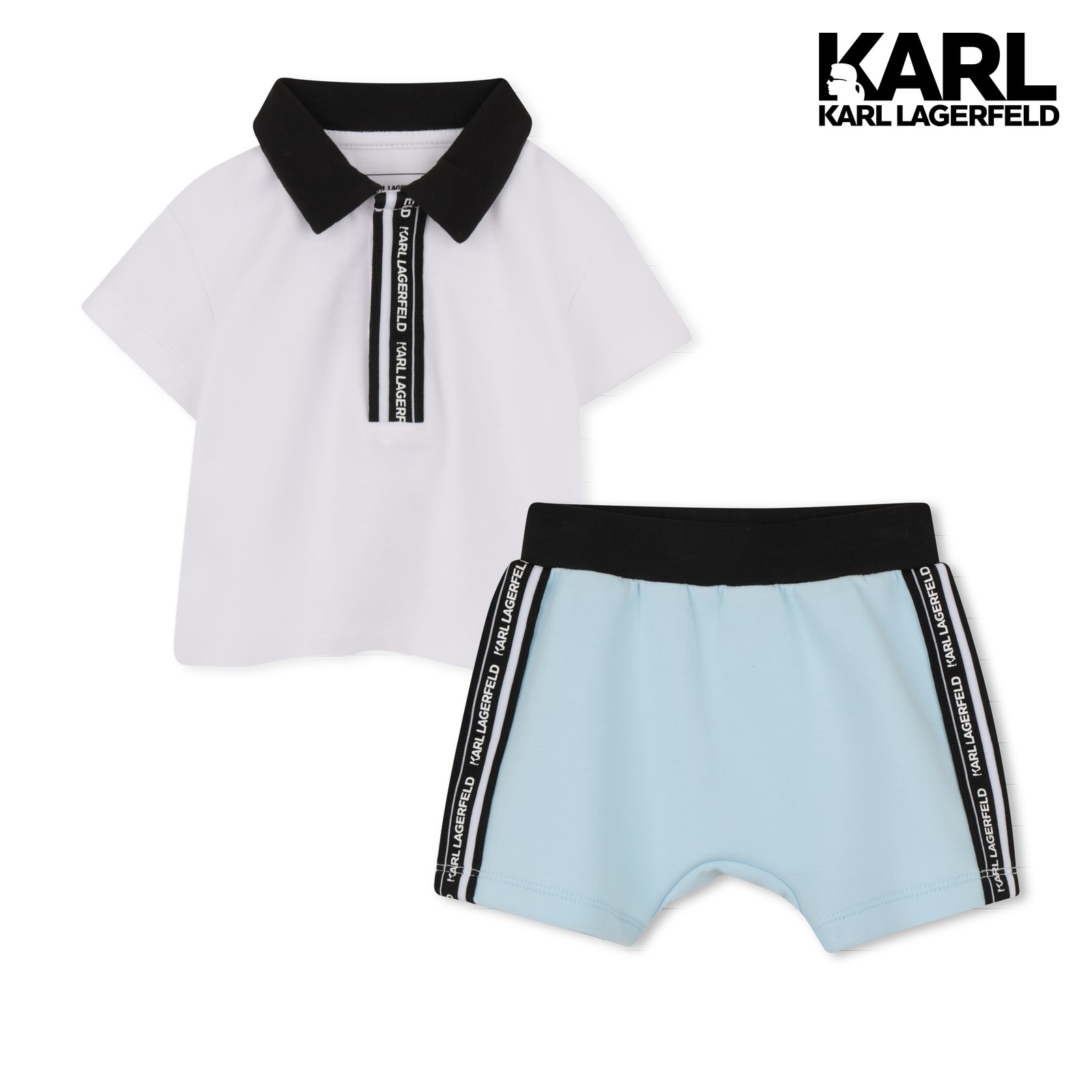 Conjunto de camiseta y pantalón corto blanco azul