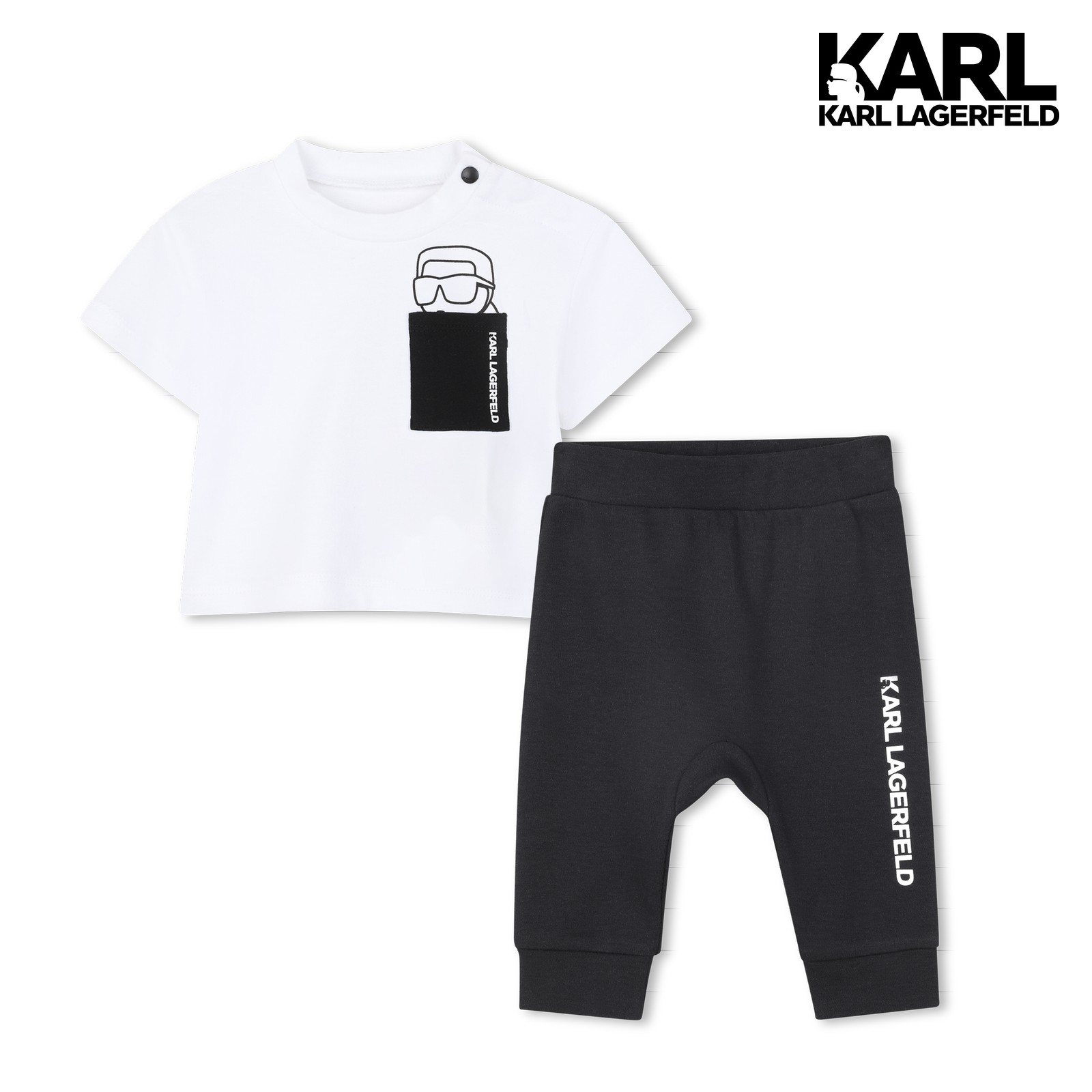 Conjunto de camiseta y pantalón blanco negro