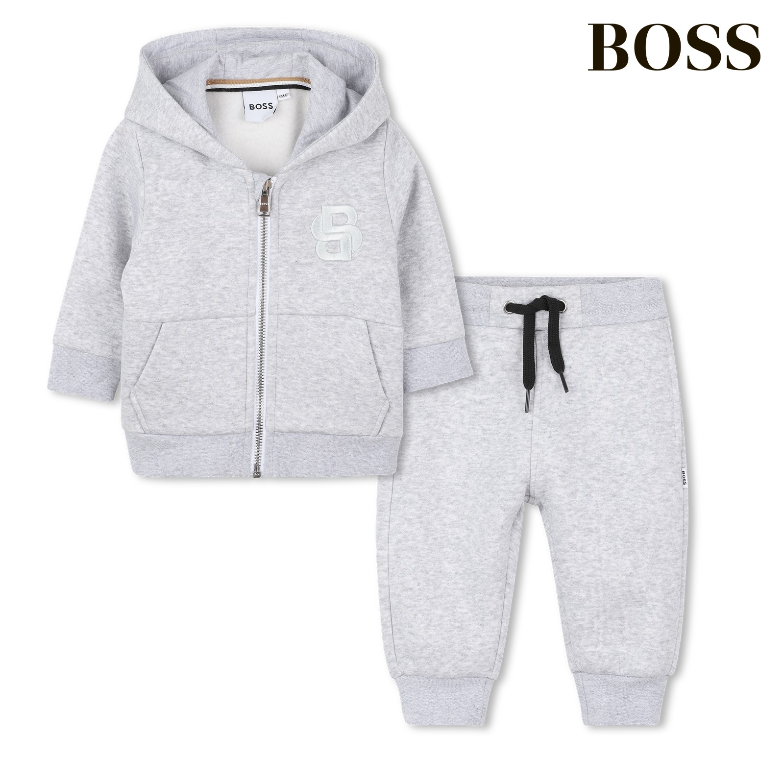Conjunto de cárdigan y pantalones gris chine