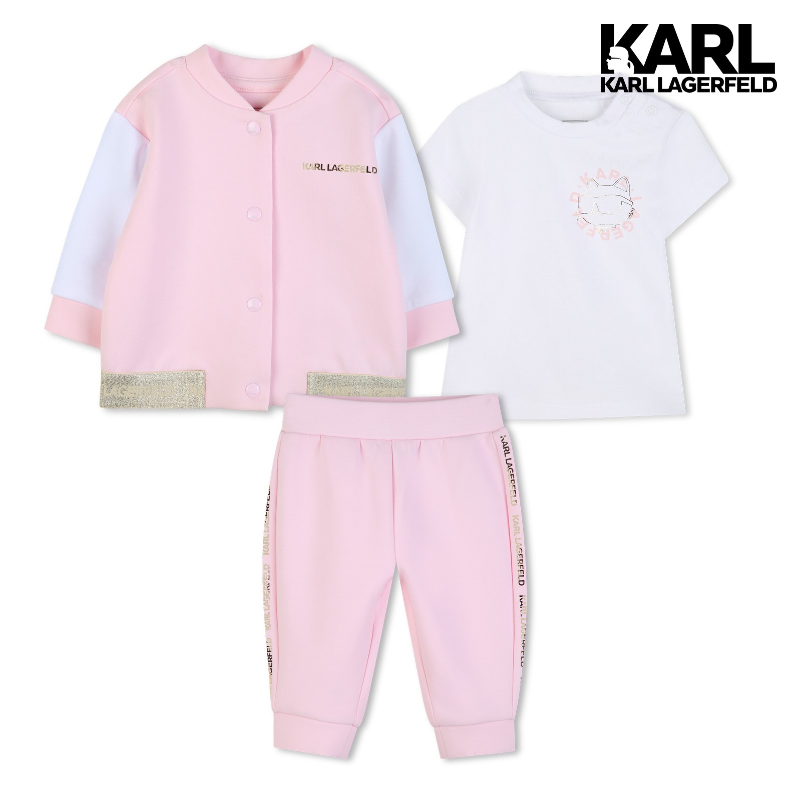 Conjunto de jogger rosa blanco