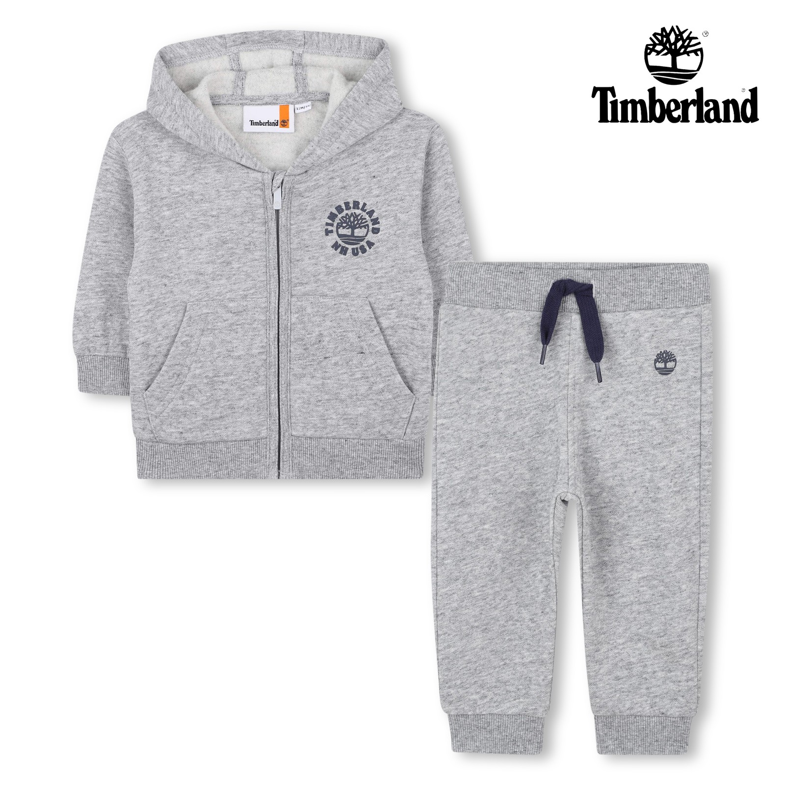 Conjunto de jogging cárdigan con capucha gris chine