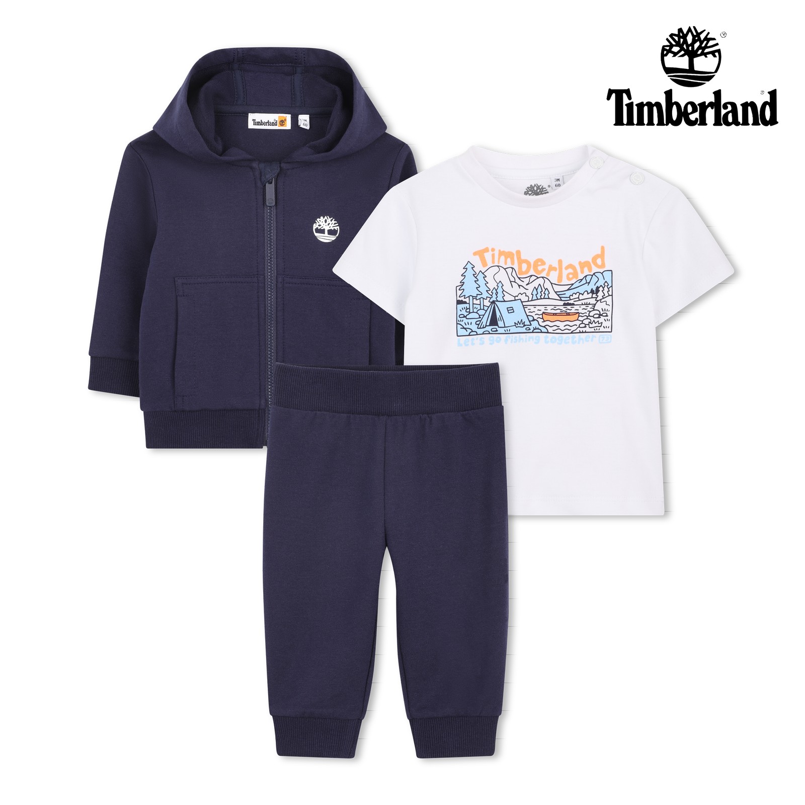 Conjunto de pantalón, camiseta y cárdigan marino