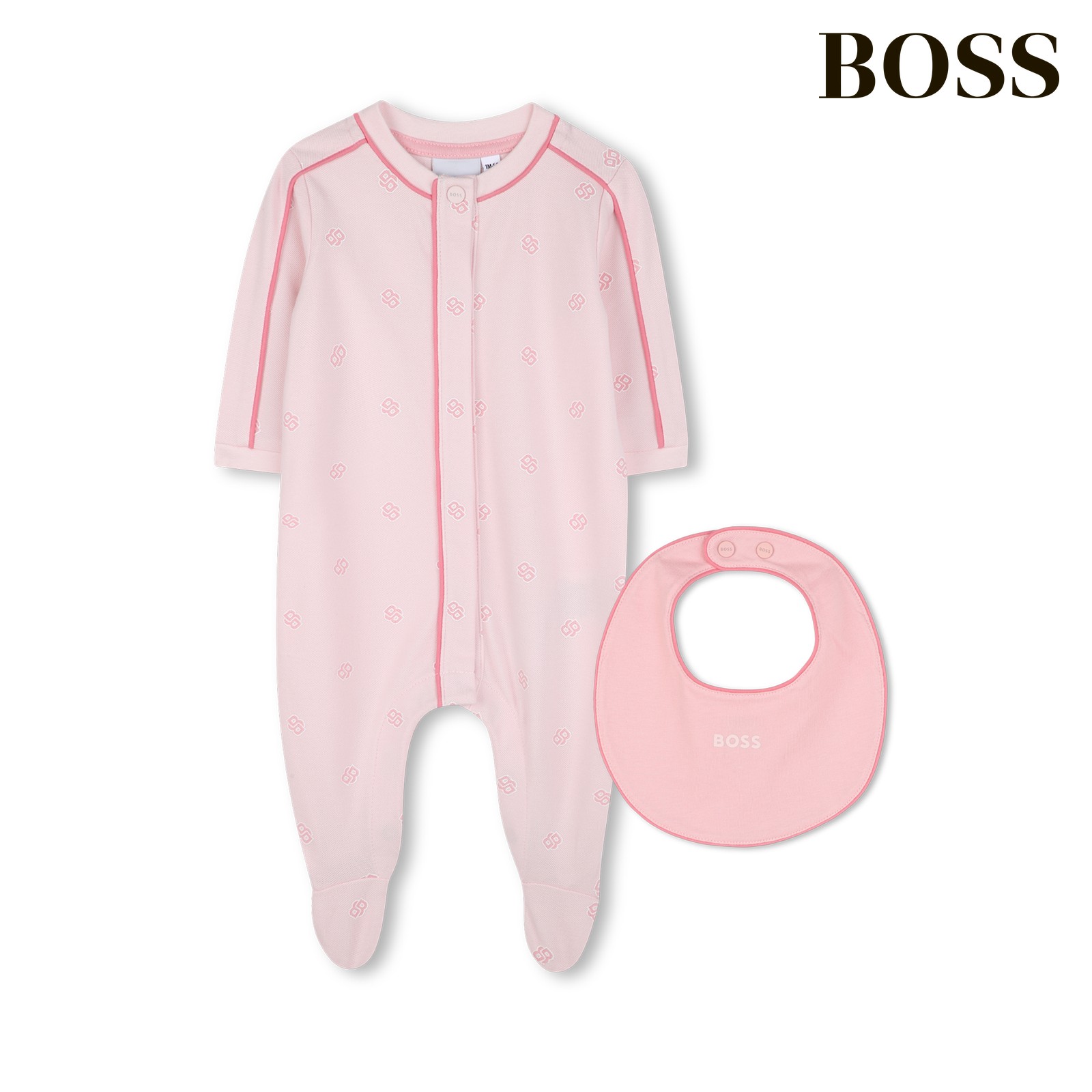 Conjunto de pijama y babero rosa pastel