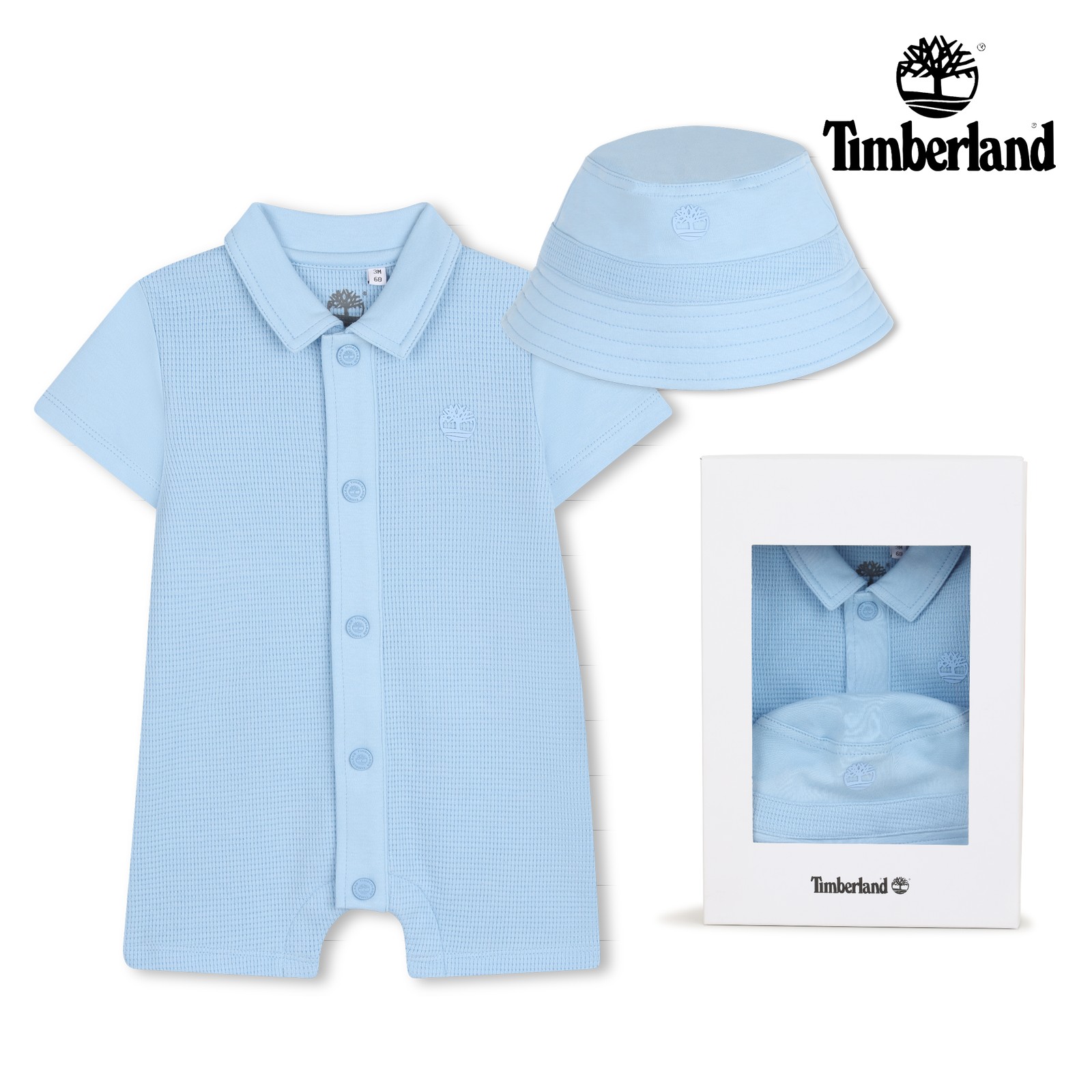 Conjunto de traje de neopreno y sombrero de pescad azul cielo