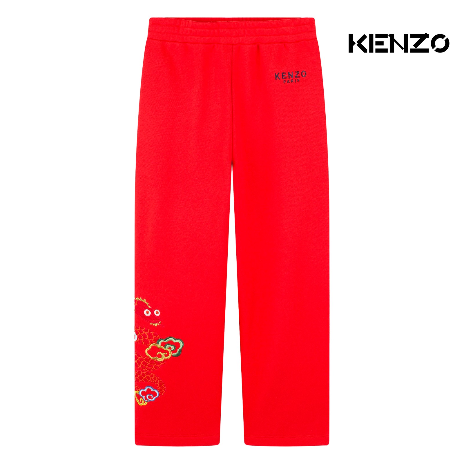 Pantalón de chándal bordado rojo vivo