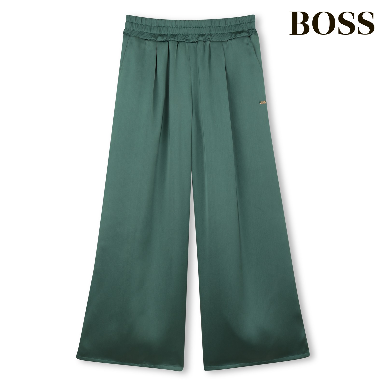 Pantalones de satén verde pino