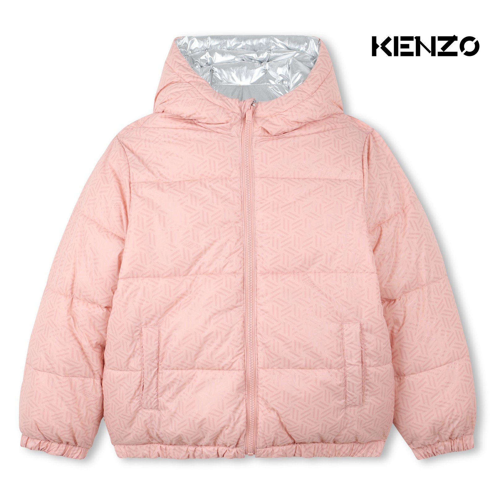 Plumífero reversible de poliéster gris/rosa