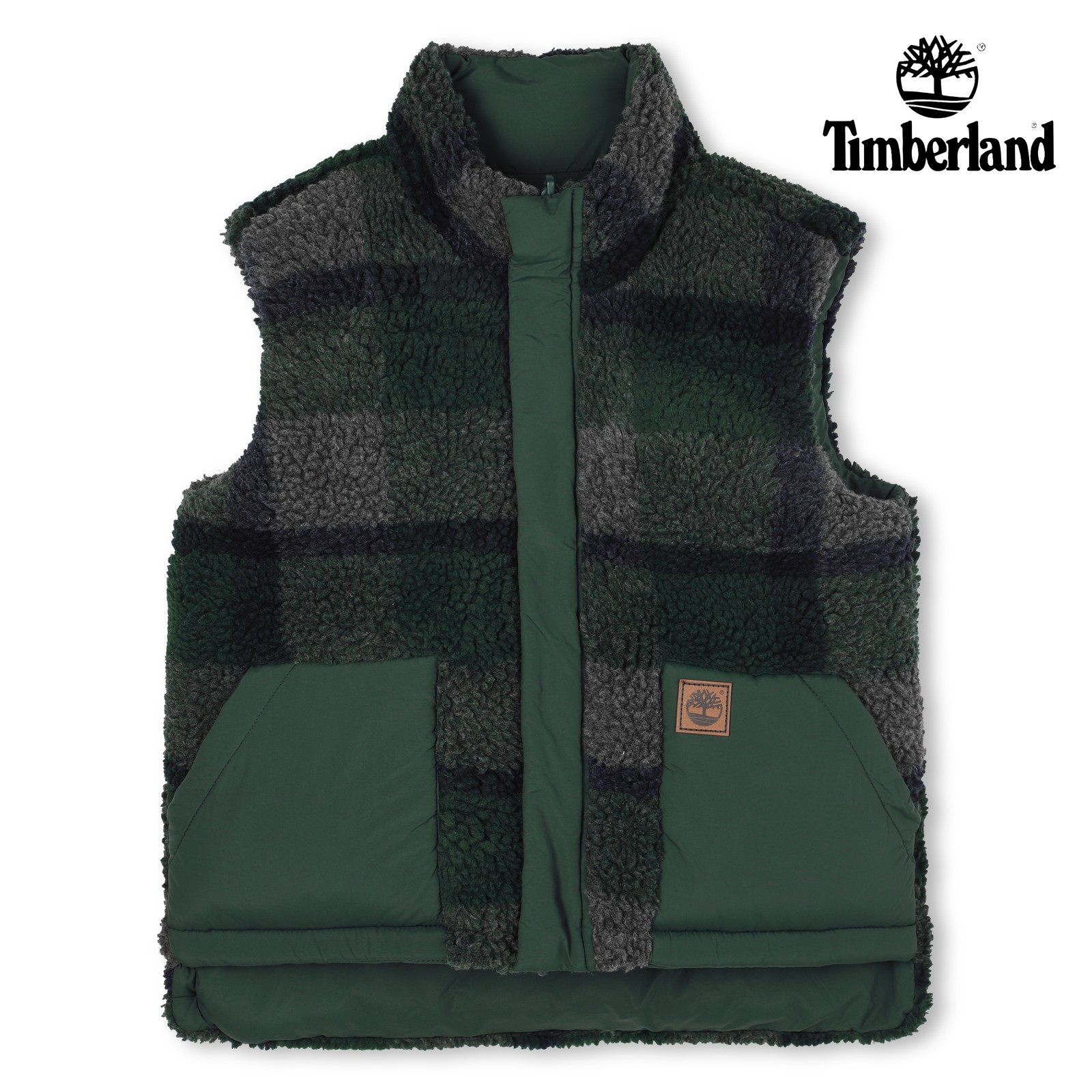 Plumífero reversible sin mangas verde oscuro
