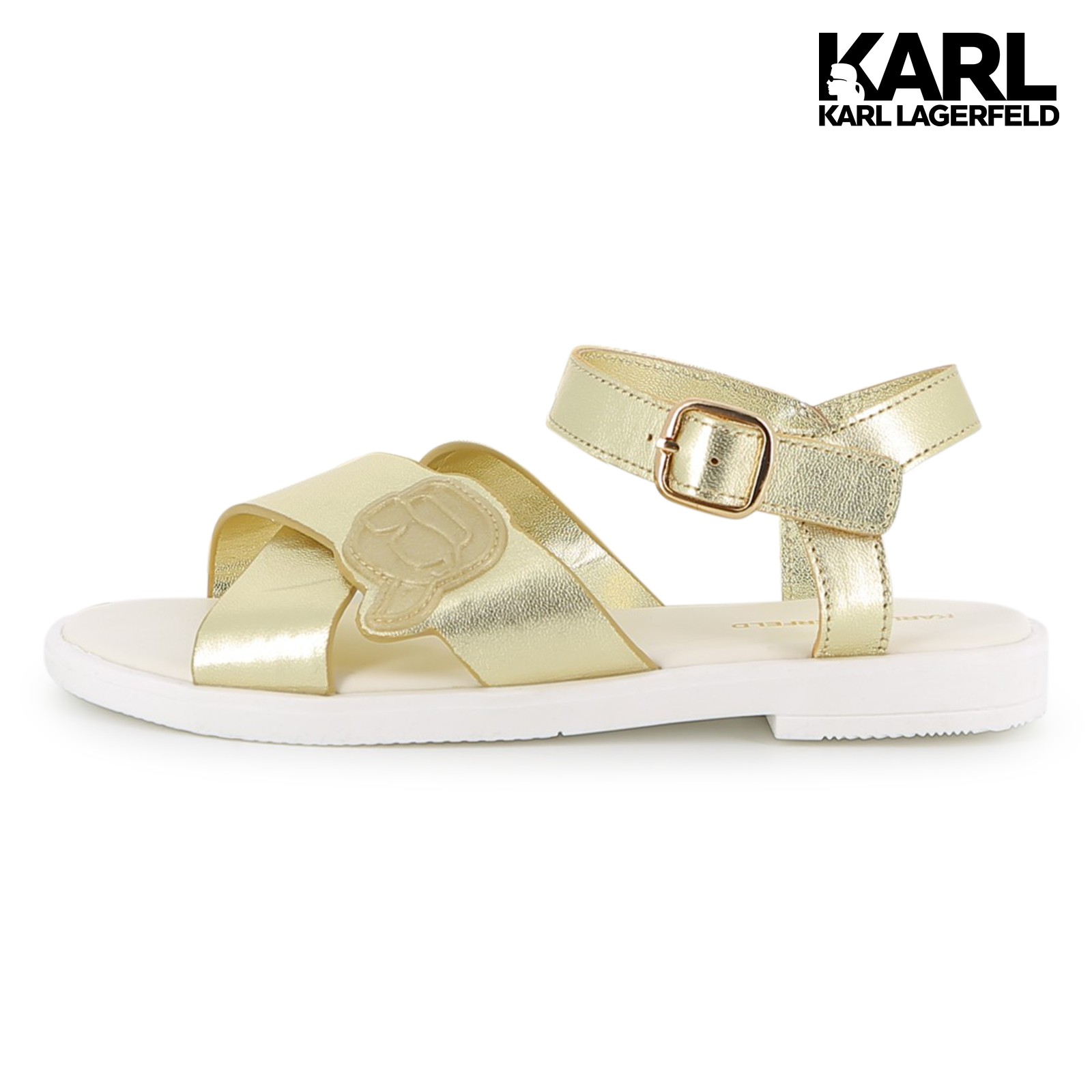 Sandalias de piel de vacuno amarillo oro