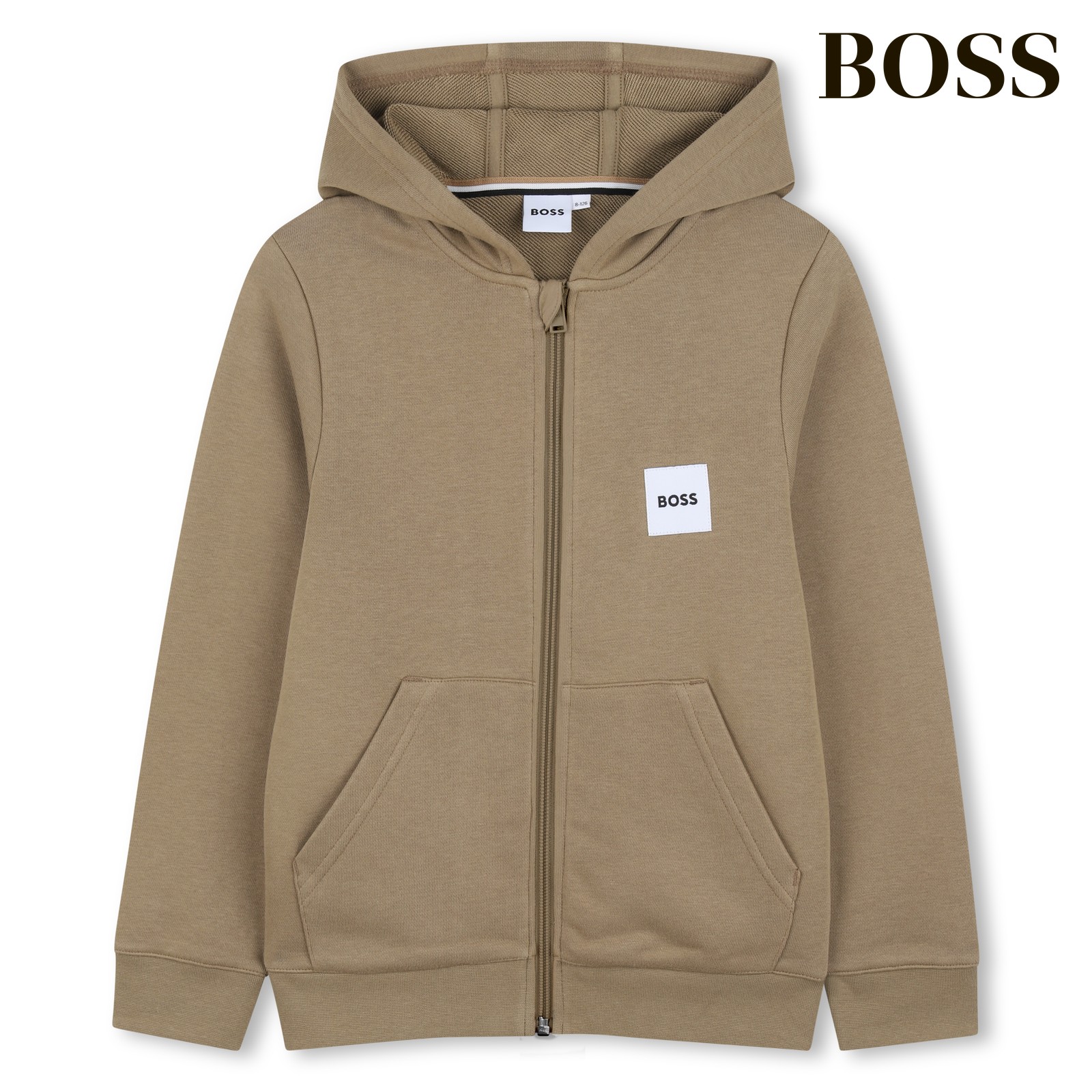 Sudadera con capucha con cremallera beig oscuro