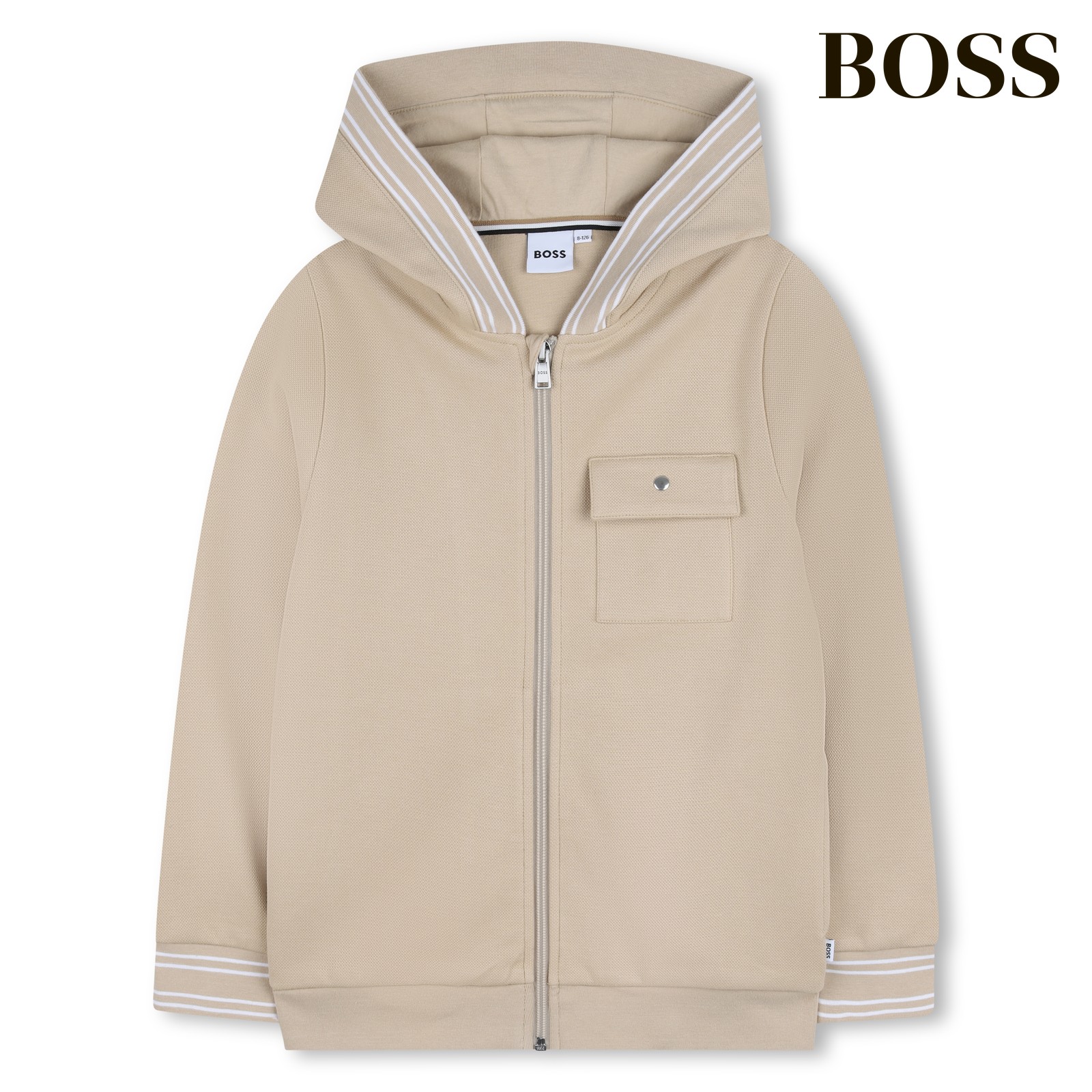 Sudadera con capucha con cremallera beig