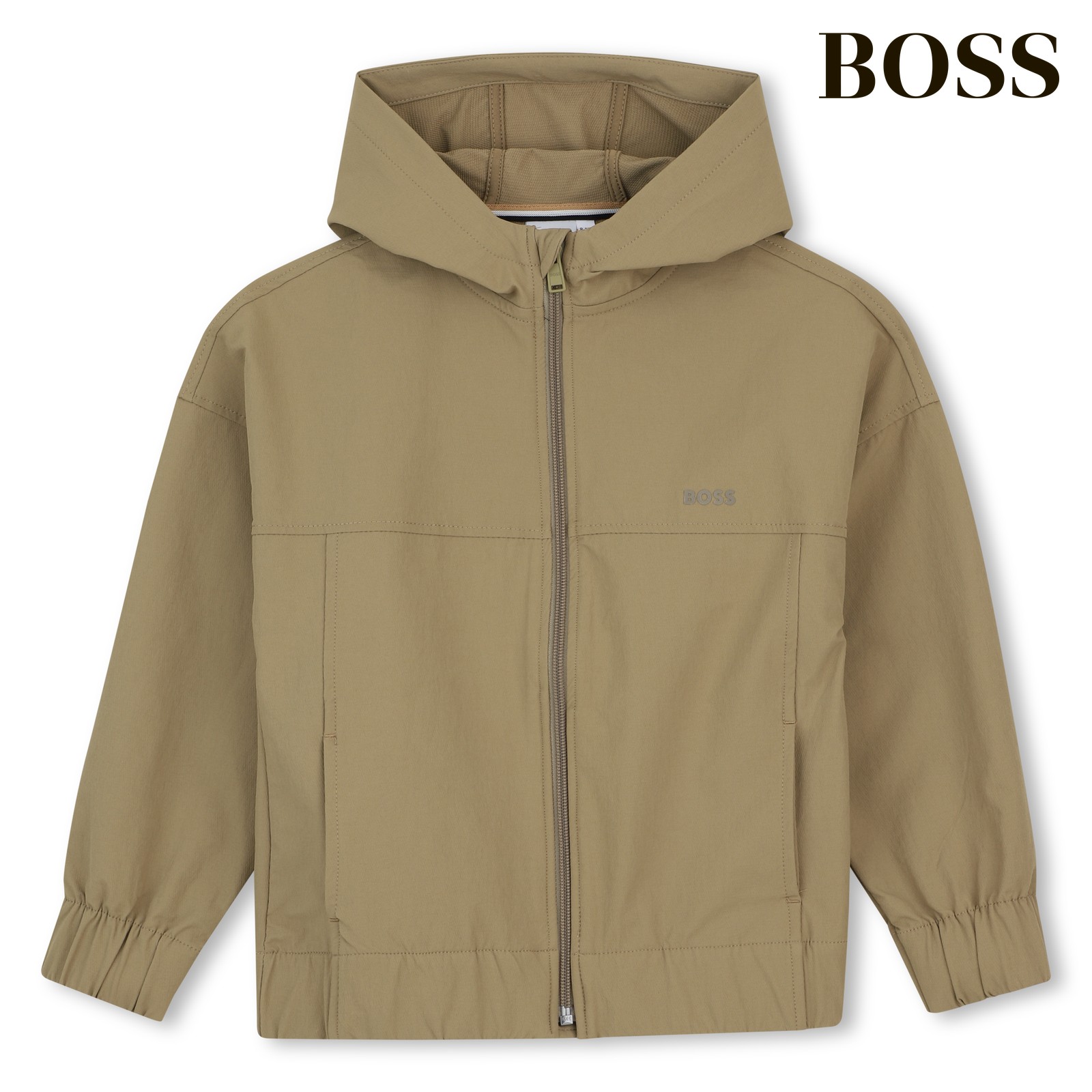 Sudadera con capucha con cremallera beig oscuro