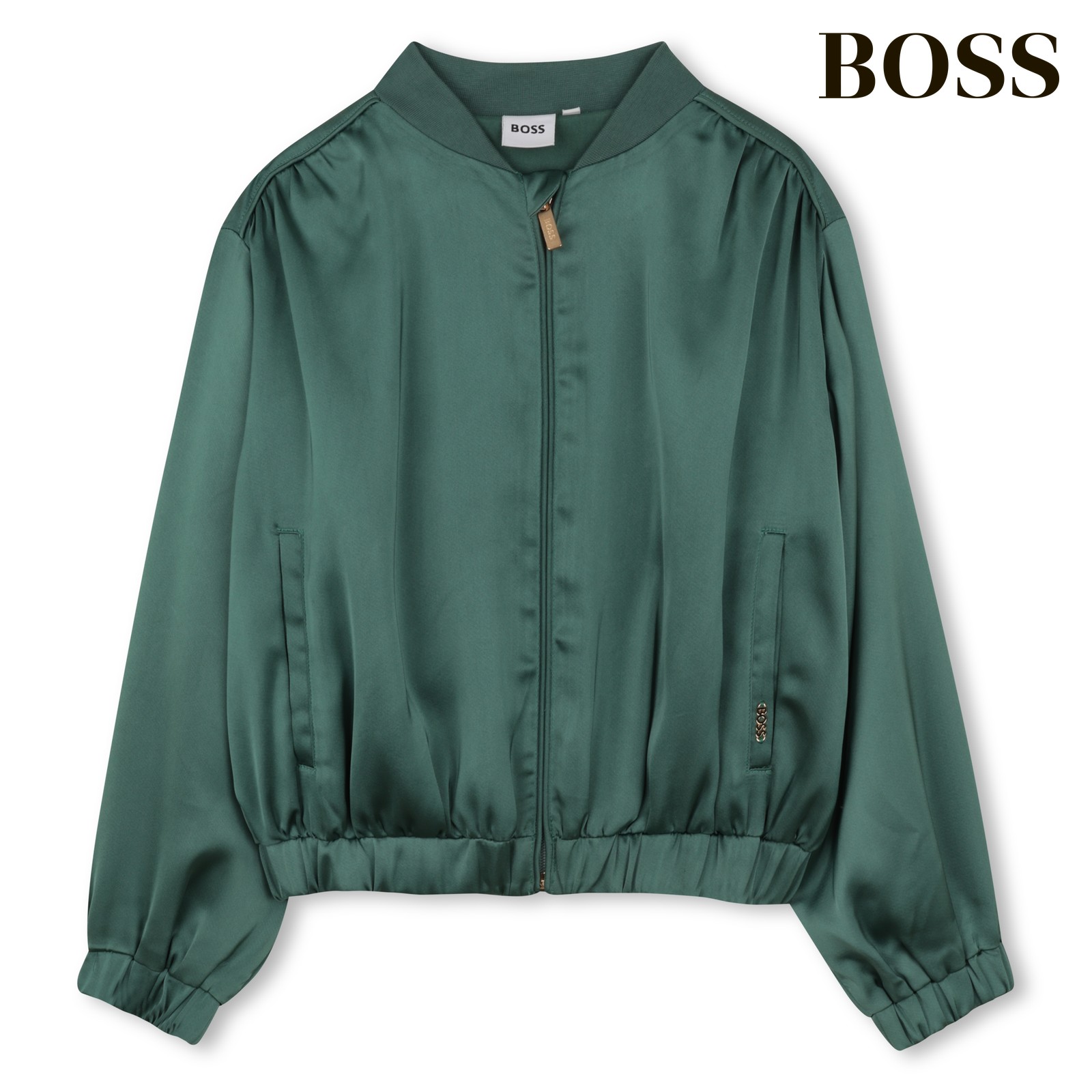 Sudadera con capucha con cremallera verde pino
