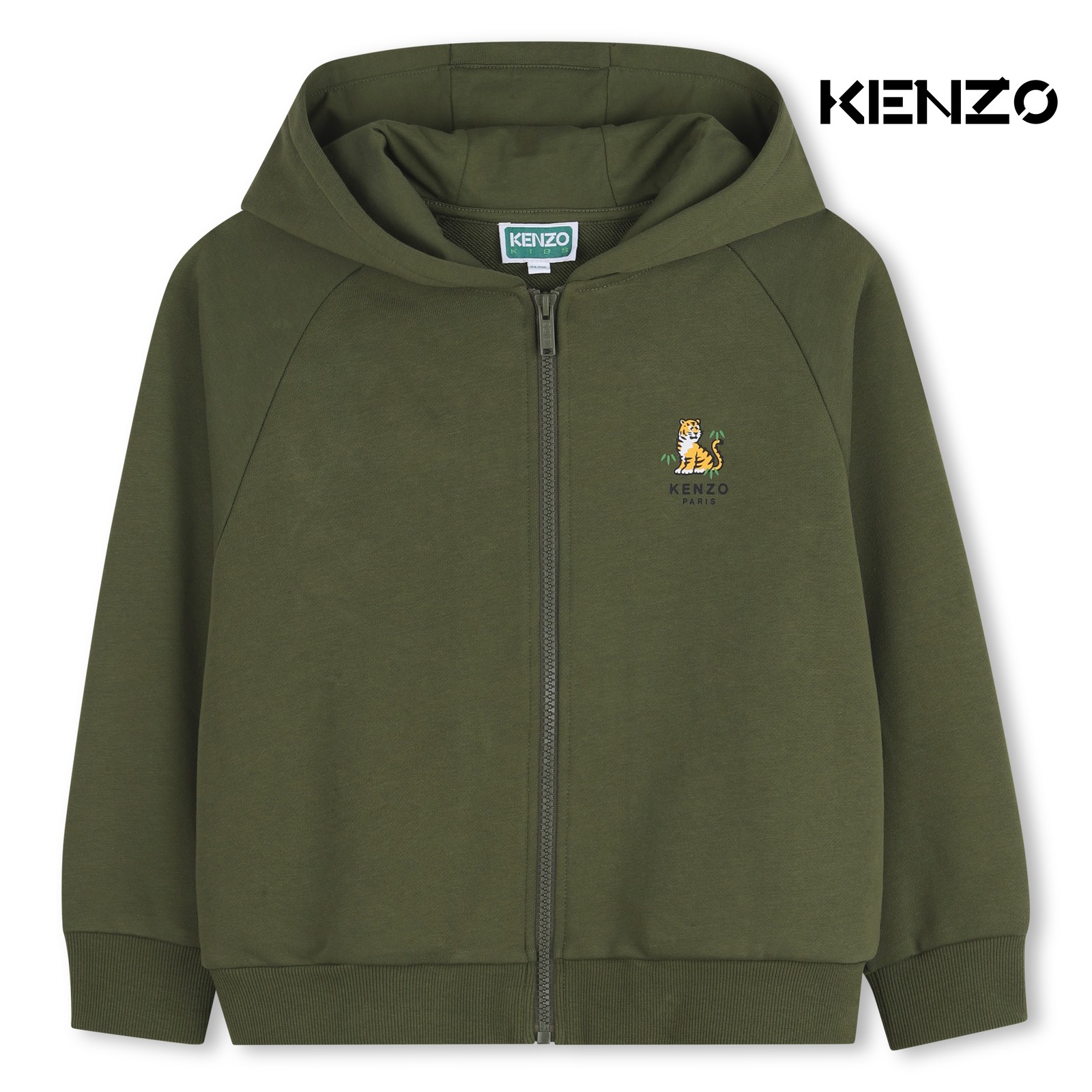 Sudadera con capucha con cremallera kaki