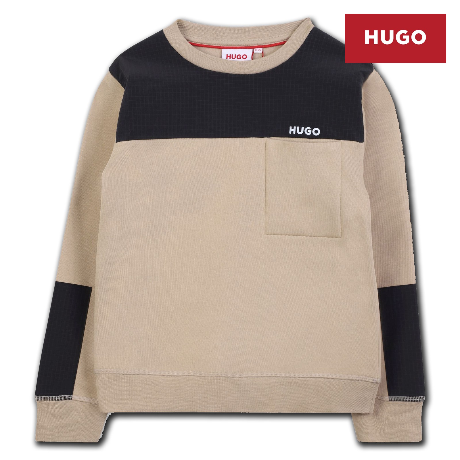 Sudadera de cuello redondo beig/negro