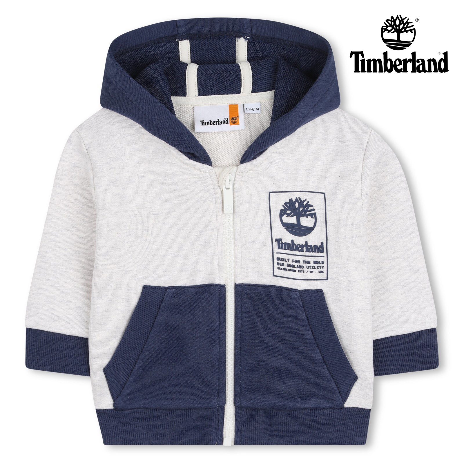 Sudadera jogger con capucha beig jaspeado
