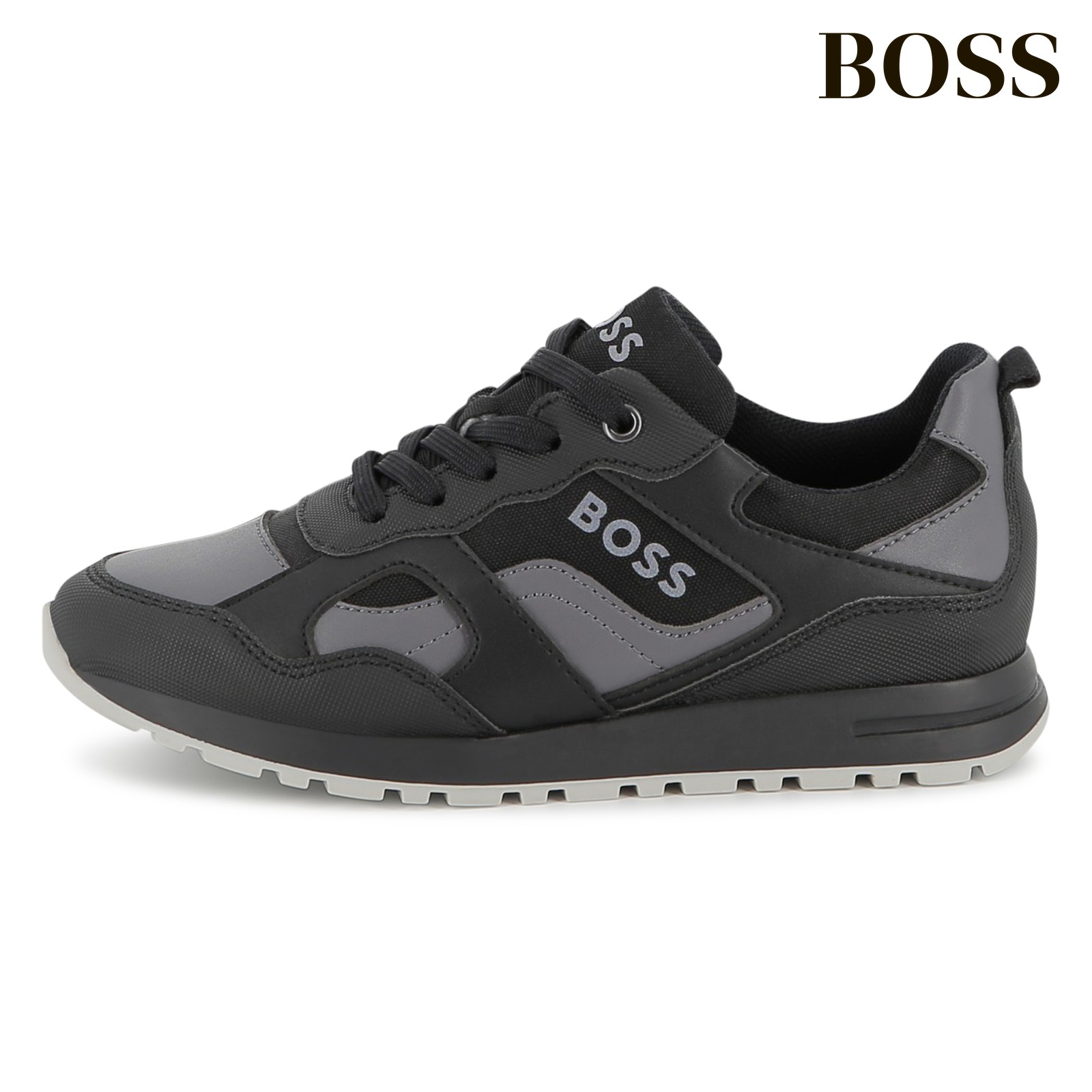 Zapatillas de imitación y lona negro