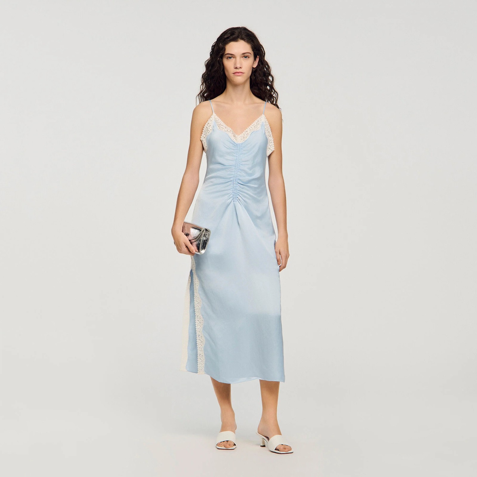 VESTIDO LARGO SATINADO DE TIRANTES