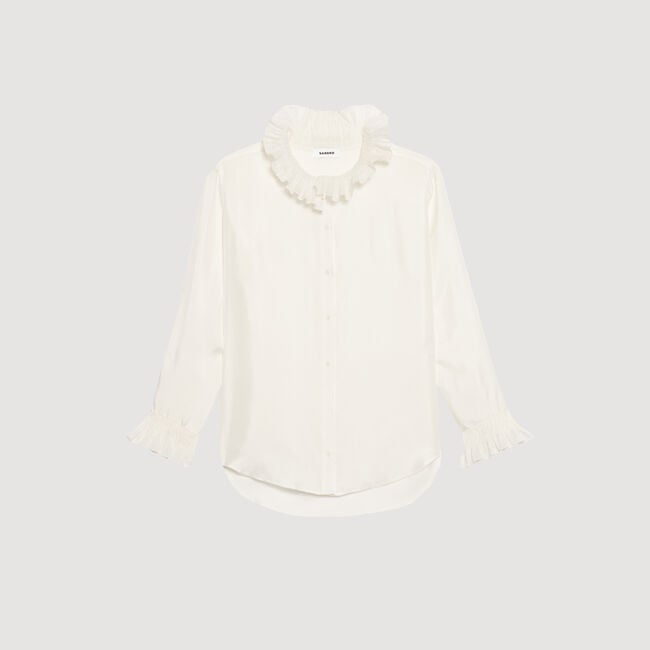 Silk shirt with gathered collar