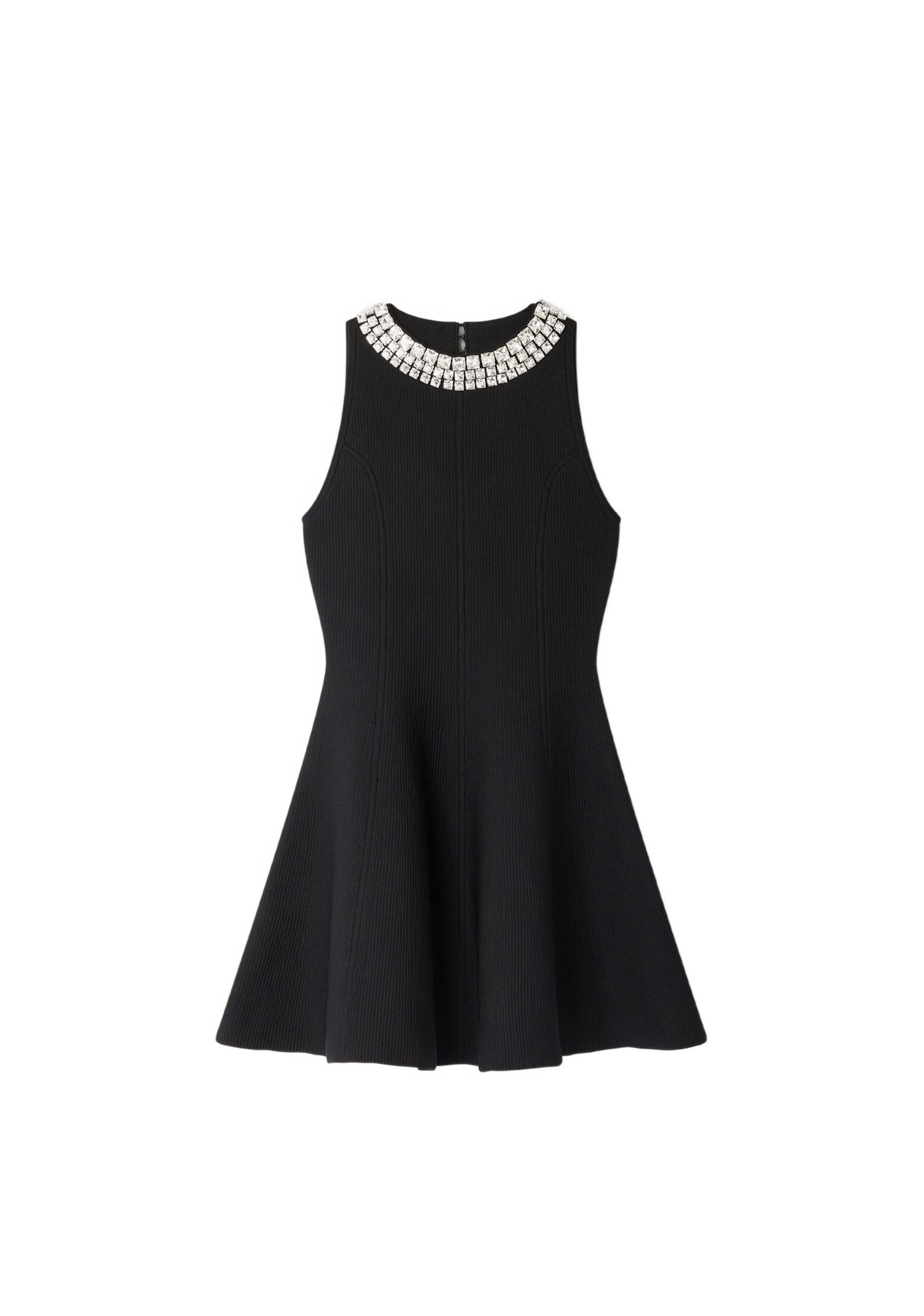 rhinestone-embellished flared mini dress