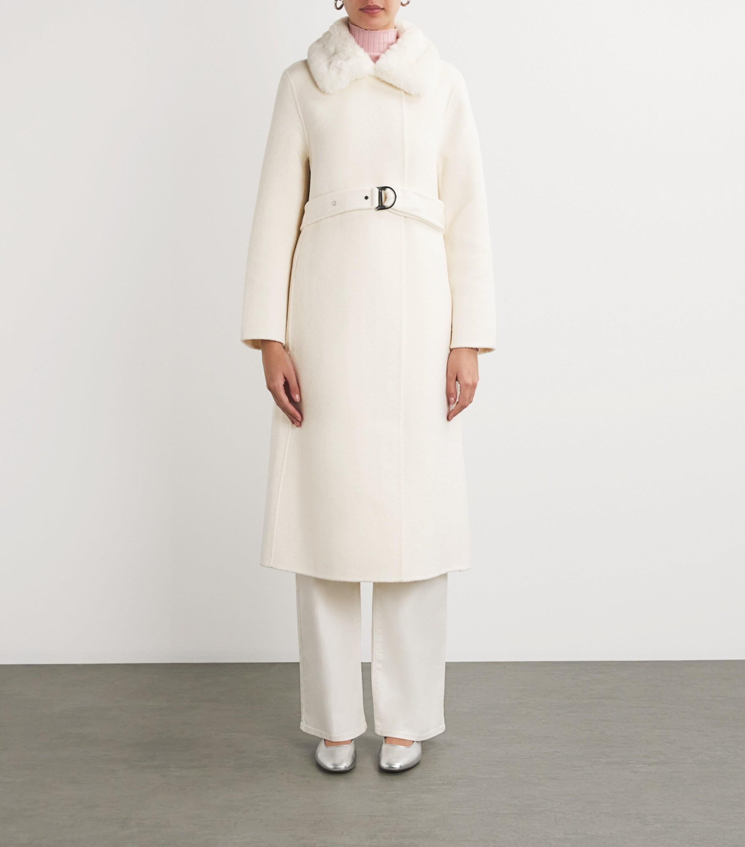 Wool-Blend Faux-Fur-Collar Coat